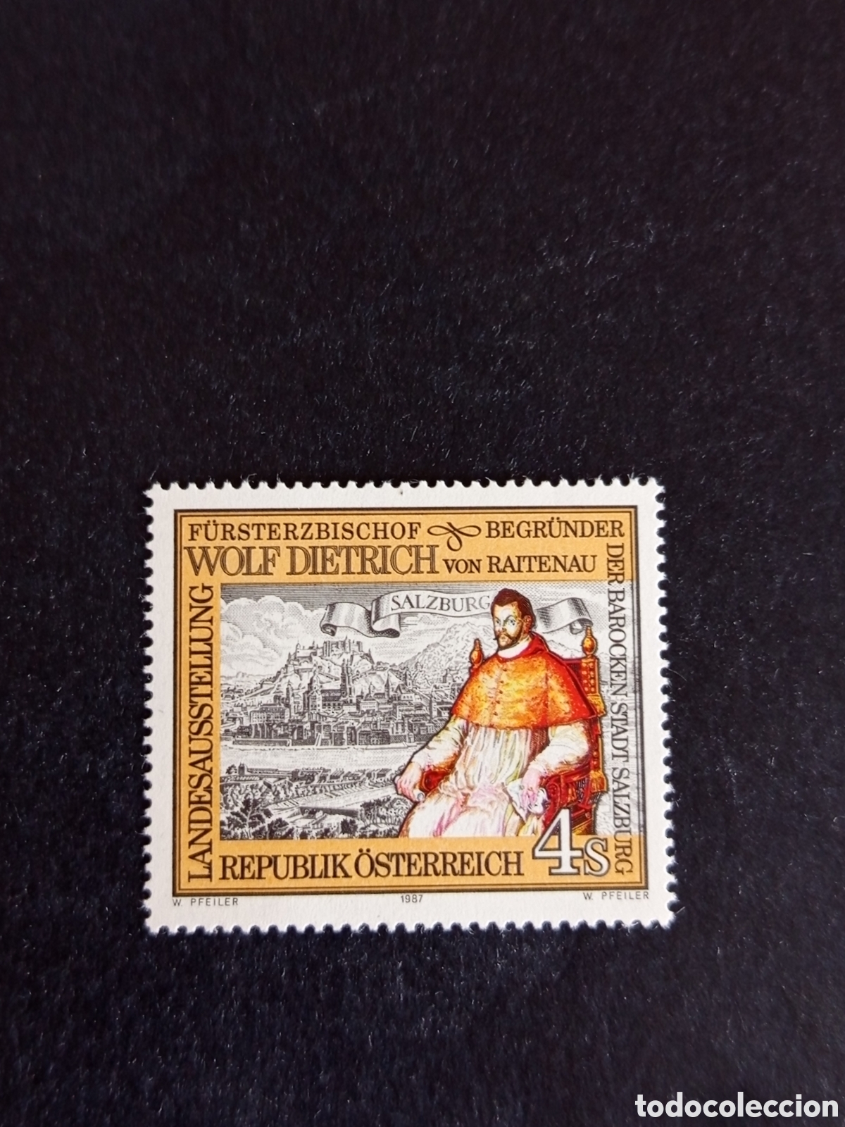 Sellos: AUSTRIA, 1987. Pr&iacute;ncipe Arzobispo Wolf Dietrich von Raitenau. Salzburgo. Yvert 1713.Pedido m&iacute;nimo 3&euro;