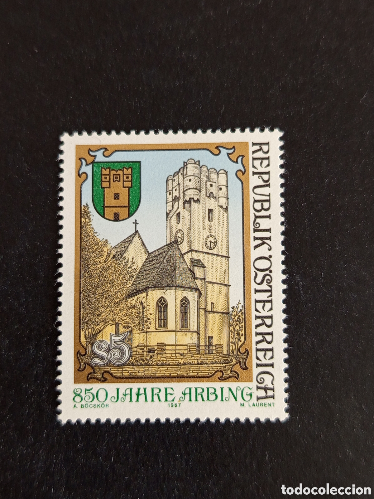 Sellos: AUSTRIA, 1987. Arbing. Iglesia y Escudo de Armas. Yvert 1725. Pedido m&iacute;nimo 3 &euro;. Ver fotos.