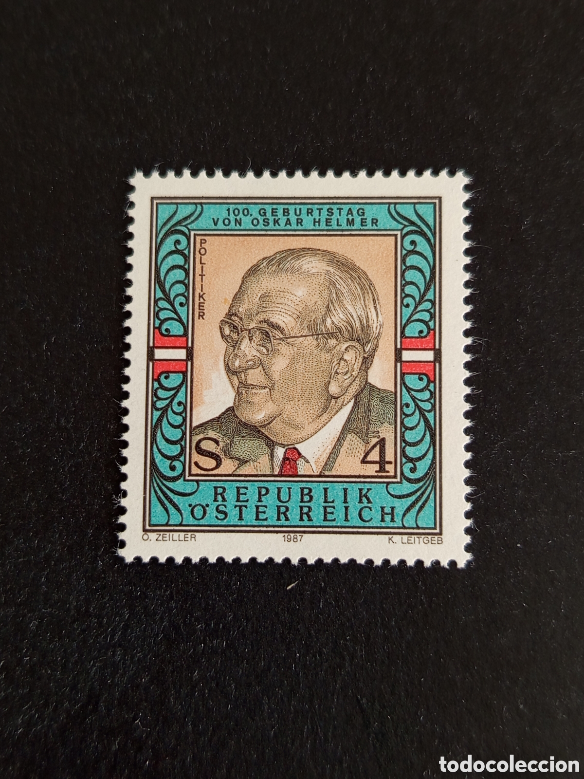 Sellos: AUSTRIA, 1987. Oskar Helmer, pol&iacute;tico. Yvert 1735. Pedido m&iacute;nimo 3 &euro;. Ver fotos. Serie completa