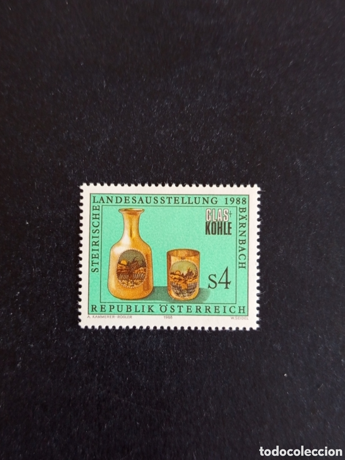 Sellos: AUSTRIA, 1988. Exposici&oacute;n &rdquo;El vaso y el carb&oacute;n&rdquo; (Styria). Yvert 1748. Pedido m&iacute;nimo 3 &euro;. Ver fotos.