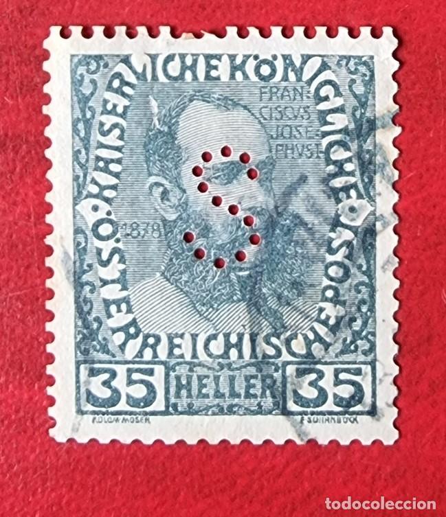 Sellos: SELLO USADO AUSTRIA 1908 EMPERADOR FRANCISCO JOSE I - PERFORADO S