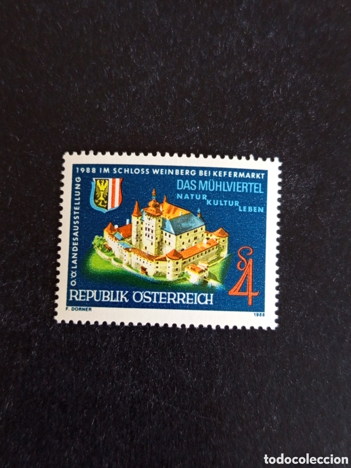 Sellos: AUSTRIA, 1988. Castillo de Weinberg. Escudo de Armas. Yvert 1753. Pedido m&iacute;nimo 3 &euro;. Ver fotos.