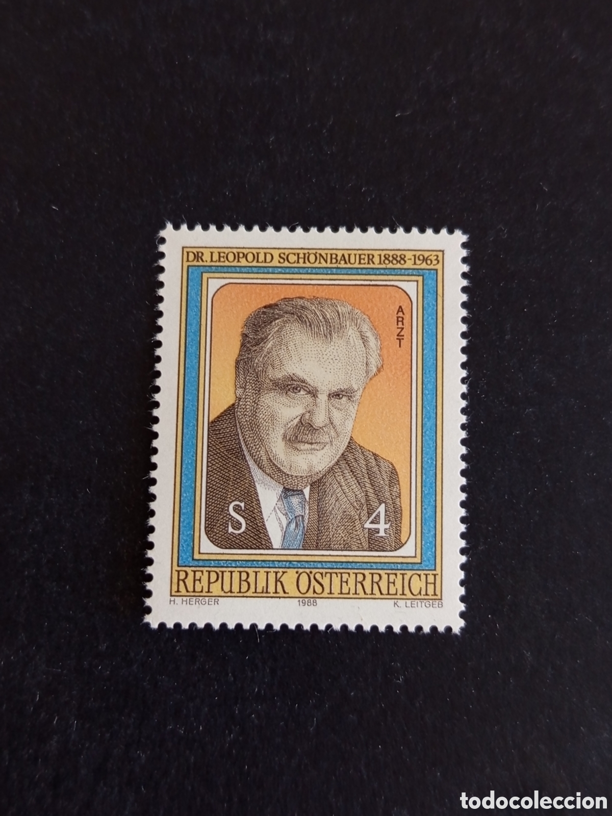 Sellos: AUSTRIA, 1988. Leopold Schonbauer, f&iacute;sico. Yvert 1770. Pedido m&iacute;nimo 3 &euro;. Ver fotos. Serie completa