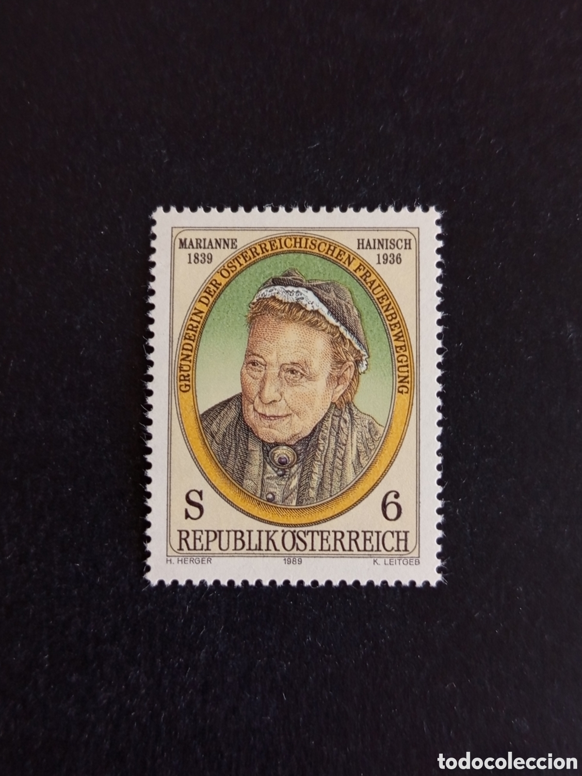 Sellos: AUSTRIA, 1989. Marianne Haunish, activista femenina. Yvert 1775. Pedido m&iacute;nimo 3 &euro;. Ver fotos.