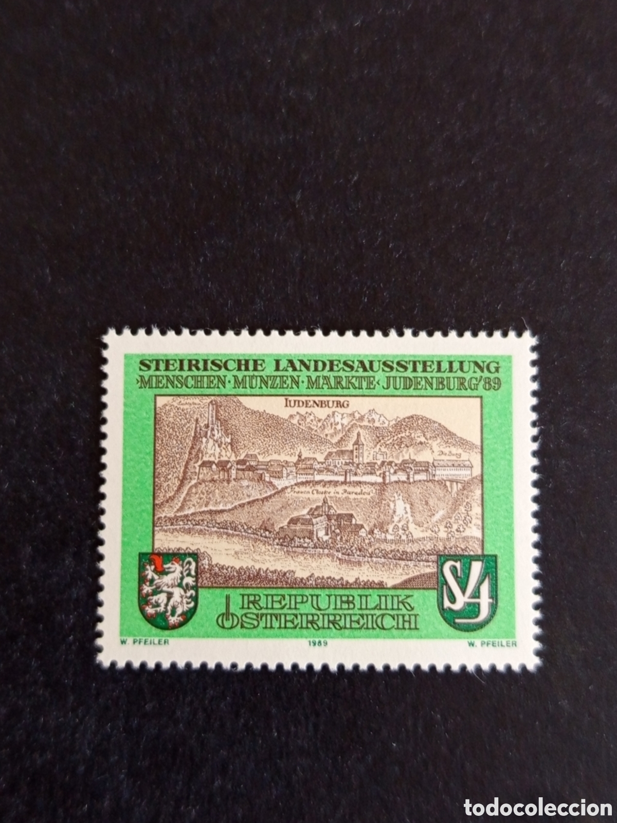 Sellos: AUSTRIA, 1989. Escudo de Armas y vista de Judenburg. Yvert 1783. Pedido m&iacute;nimo 3 &euro;. Ver fotos.
