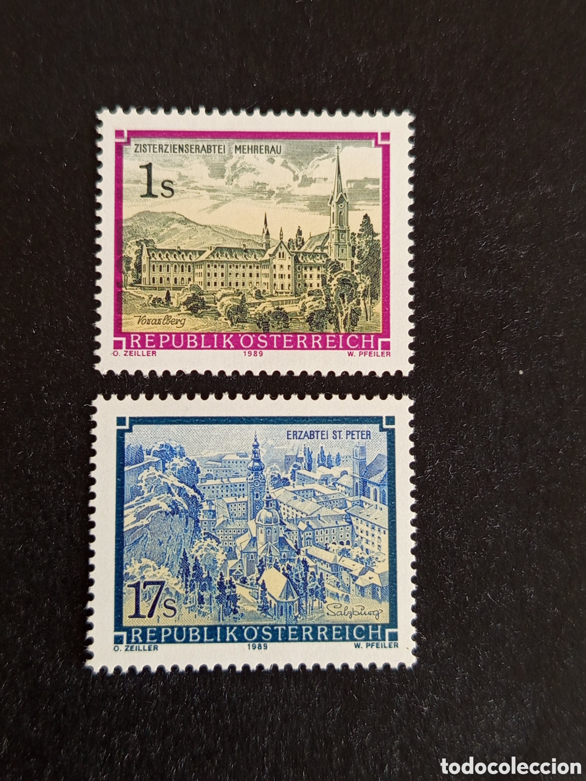 Sellos: AUSTRIA, 1989. Abad&iacute;as de S. Pedro (Salzburgo) y Wettingen-Mehrerau. Iv.1792 y 1796.Pedido m&iacute;nimo 3&euro;