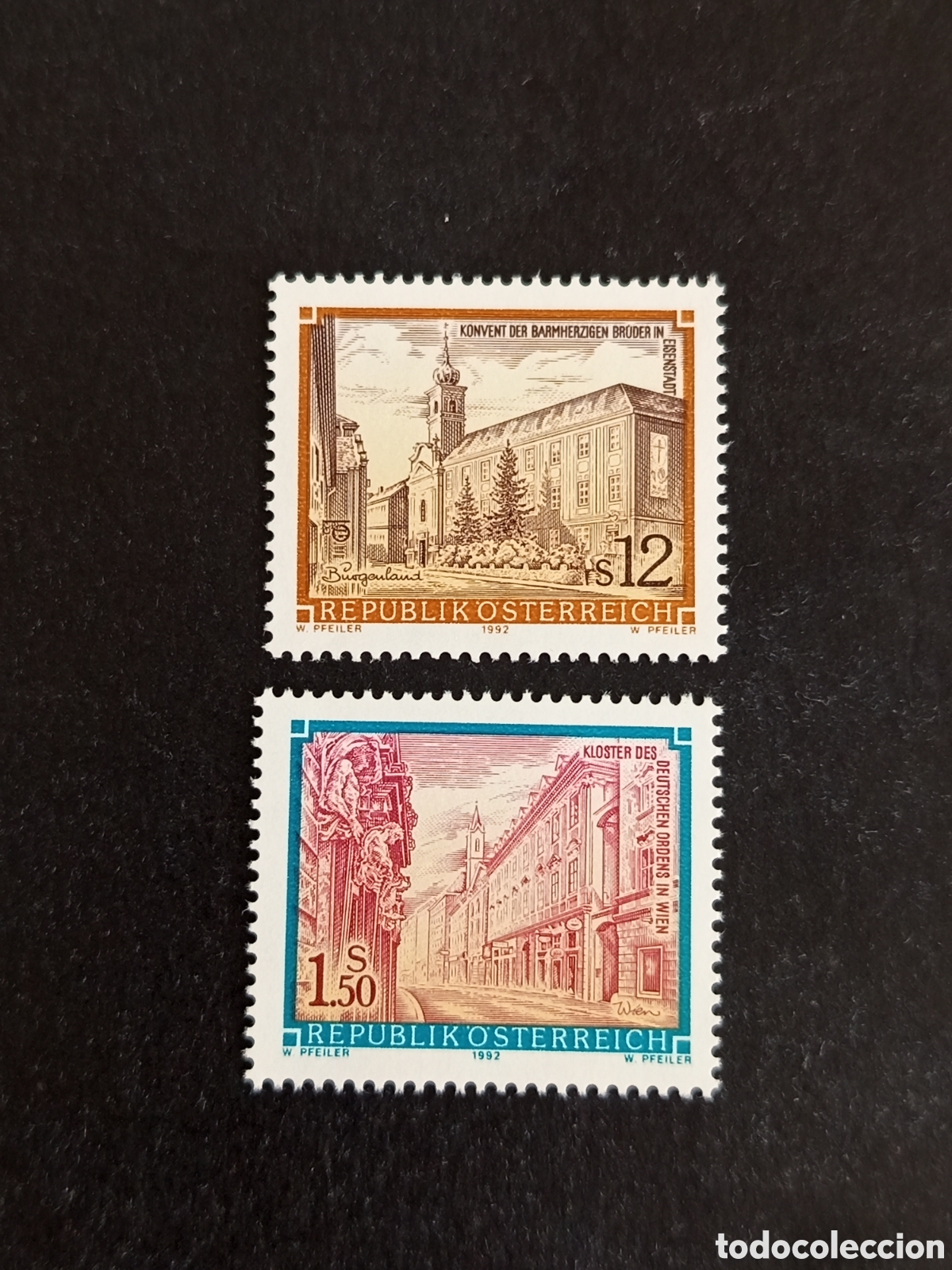 Sellos: AUSTRIA, 1992. Conventos de Eisensdadt y Viena. Ivert 1898 y 1908. Pedido m&iacute;nimo 3 &euro;.