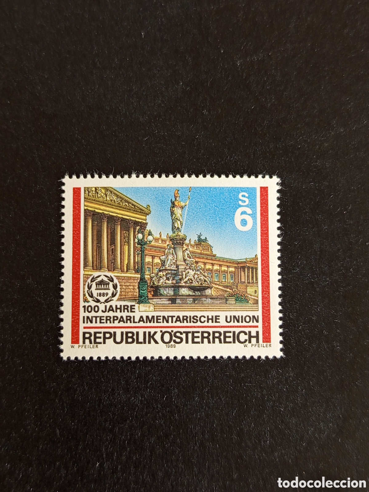Sellos: AUSTRIA, 1989. Uni&oacute;n Interparlamentaria. Parlamento. Yvert 1793. Pedido m&iacute;nimo 3 &euro;. Ver fotos.