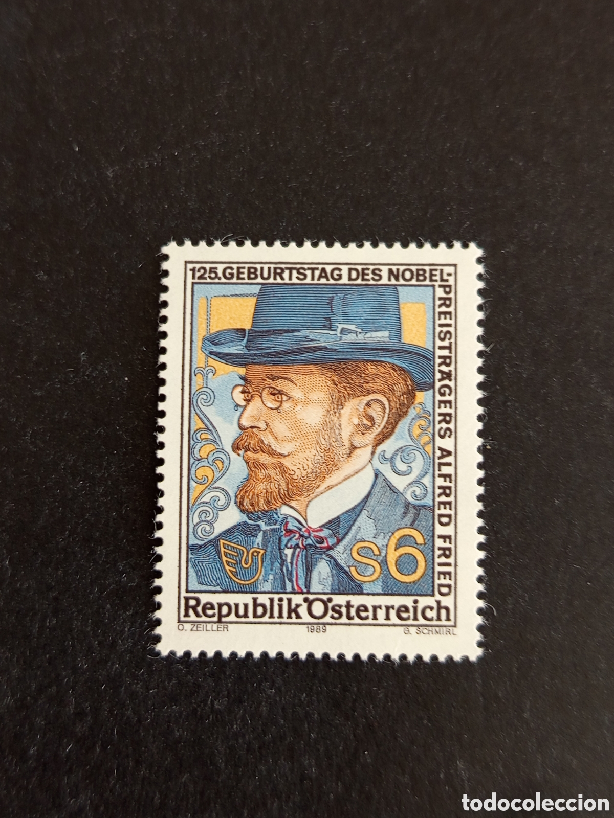 Sellos: AUSTRIA, 1989. Alfred Fried, pacifista. Premio Nobel de la Paz. Yvert 1805. Pedido m&iacute;nimo 3 &euro;.