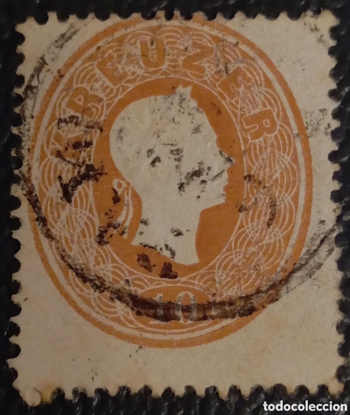 Sellos: Austria 1861 - 10 Kreuzer Marr&oacute;n (Emperador Francisco Jos&eacute; I) - Michel Nr. 19