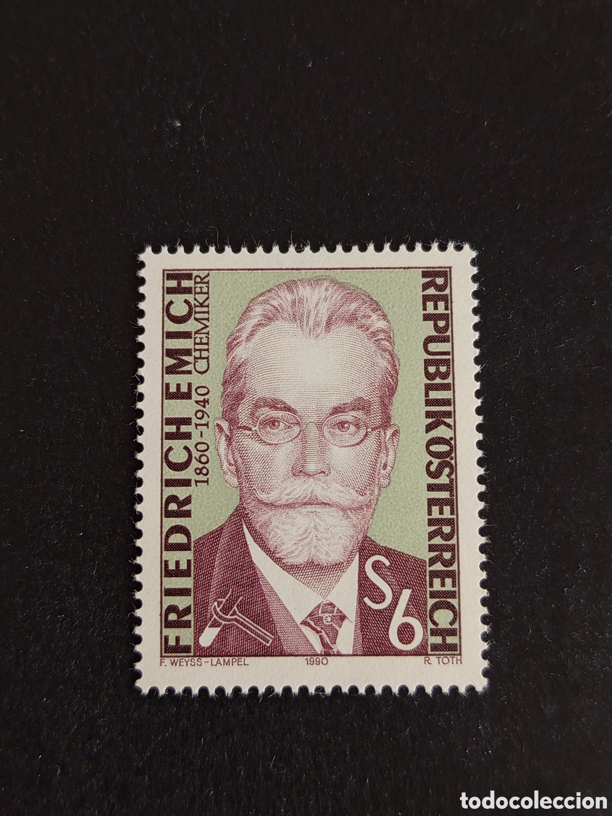 Sellos: AUSTRIA, 1990. Friederich Emich, qu&iacute;mico. Yvert 1810. Pedido m&iacute;nimo 3 &euro;. Ver fotos . Sello en nuevo