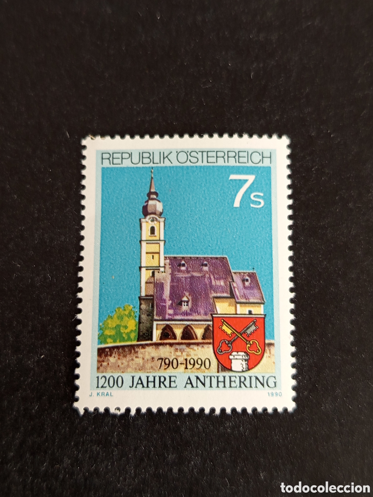 Sellos: AUSTRIA, 1990. Anthering. Iglesia y Escudo de Armas. Yvert 1814. Pedido m&iacute;nimo 3 &euro;. Ver fotos .