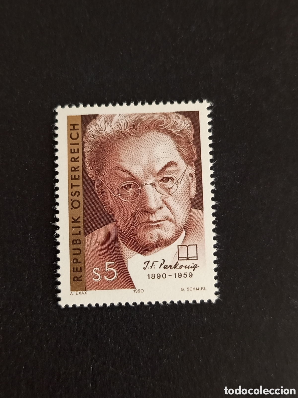Sellos: AUSTRIA, 1990. Joseph F. Perkoning, poeta. Yvert 1829. Pedido m&iacute;nimo 3 &euro;. Ver fotos. Sello en nuevo
