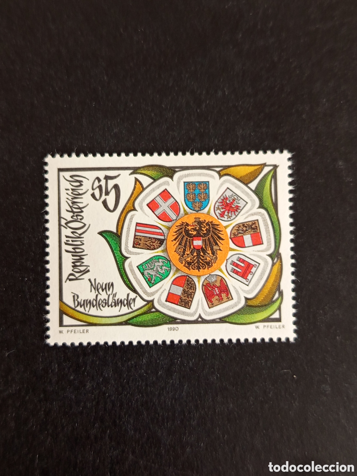 Sellos: AUSTRIA, 1990. Escudo de Armas de las Provincias y de Austria. Yvert 1834. Pedido m&iacute;nimo 3 &euro;.