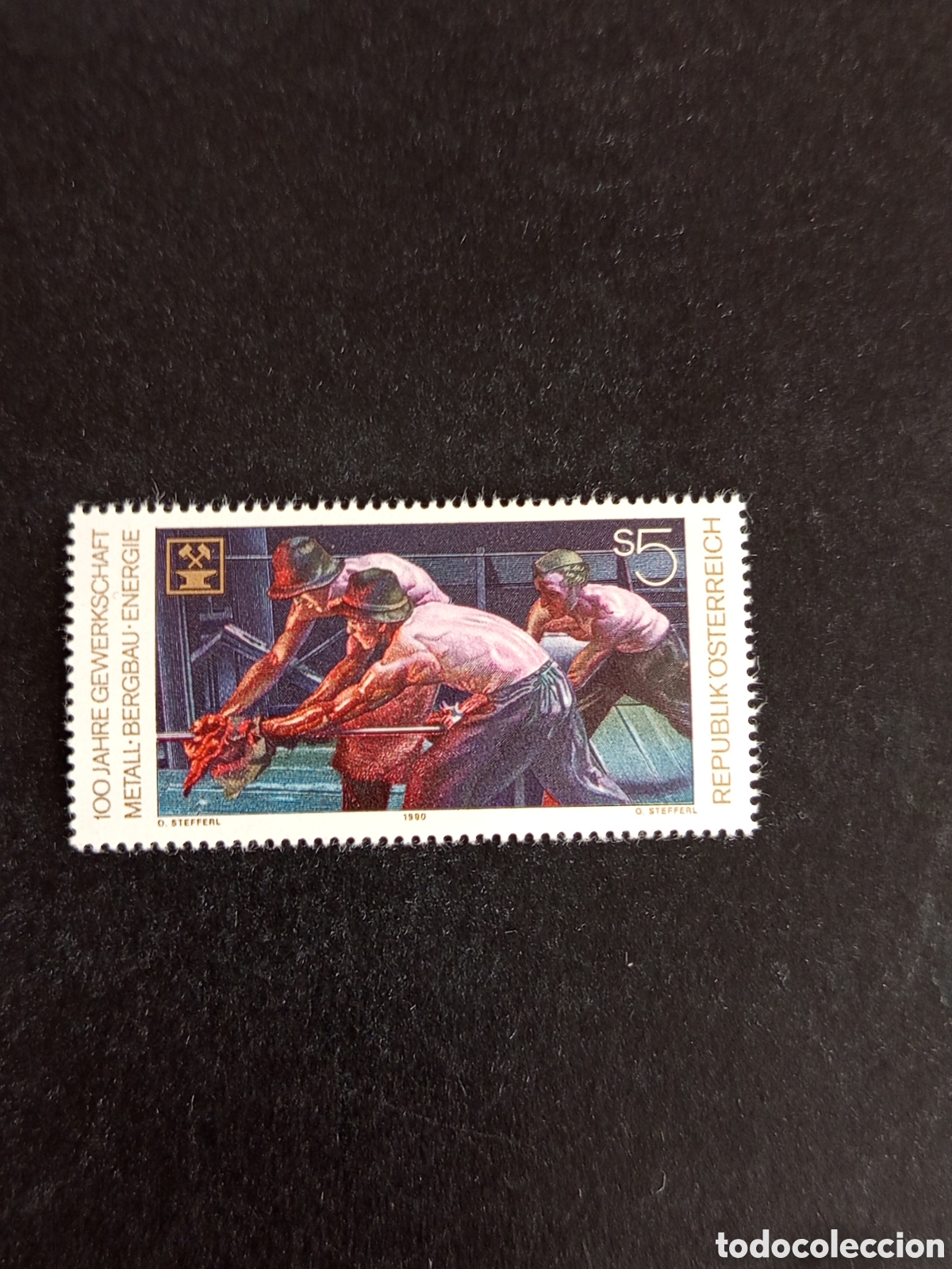 Sellos: AUSTRIA, 1990. Industria sider&uacute;rgica. Trabajadores. Yvert 1838. Pedido m&iacute;nimo 3 &euro;. Ver fotos .