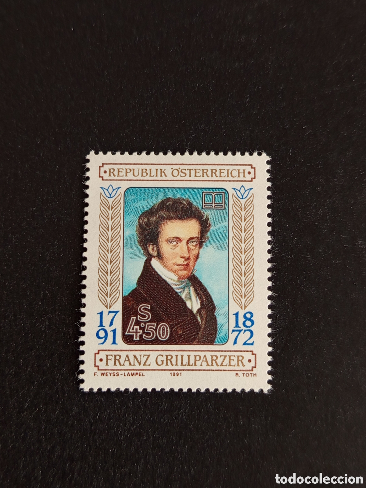 Sellos: AUSTRIA, 1991. Franz Grillparzer, poeta. Yvert 1842. Pedido m&iacute;nimo 3 &euro;. Ver fotos . Sello en nuevo