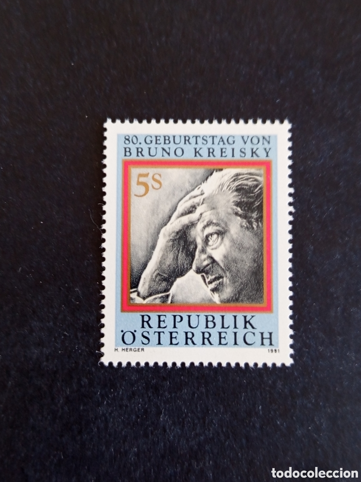 Sellos: AUSTRIA, 1991. Bruno Kreisky, canciller. Yvert 1845. Pedido m&iacute;nimo 3 &euro;. Ver fotos . Sello en nuevo