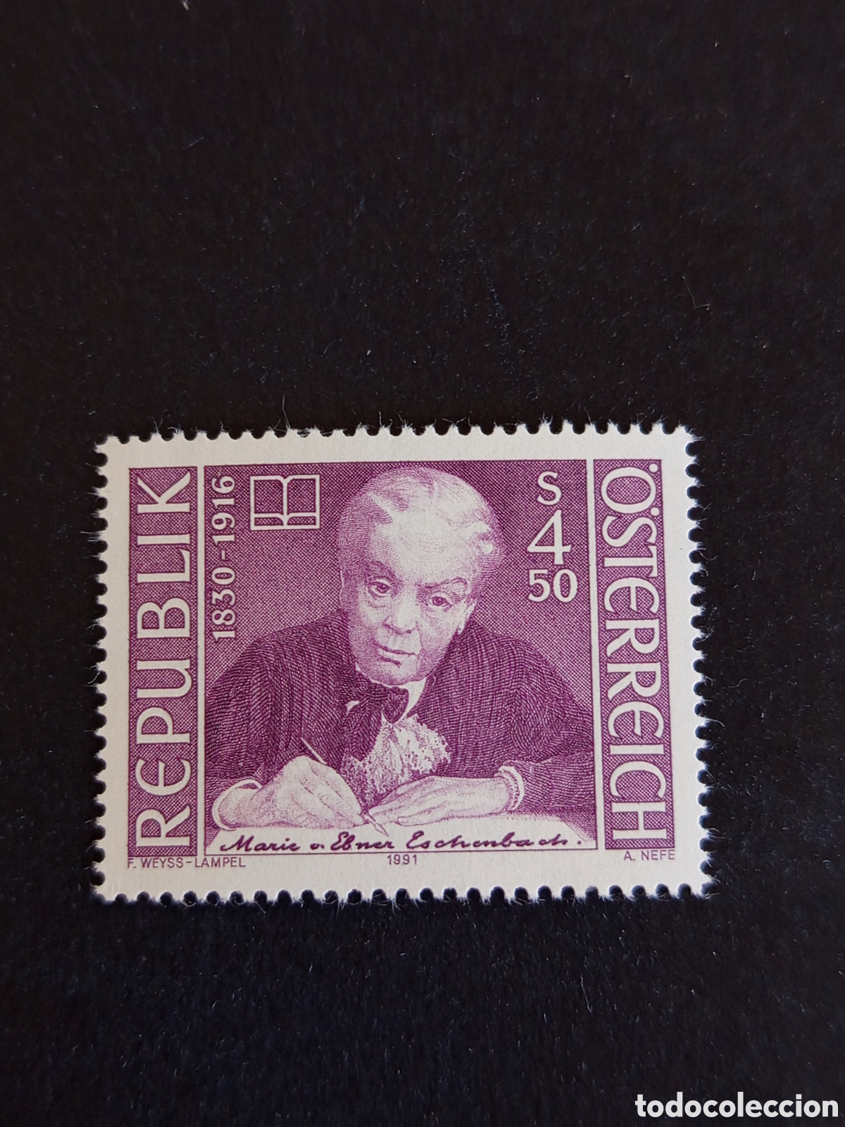 Sellos: AUSTRIA, 1991. Marie von Ebner, poeta. Yvert 1849. Pedido m&iacute;nimo 3 &euro;. Ver fotos . Sello en nuevo