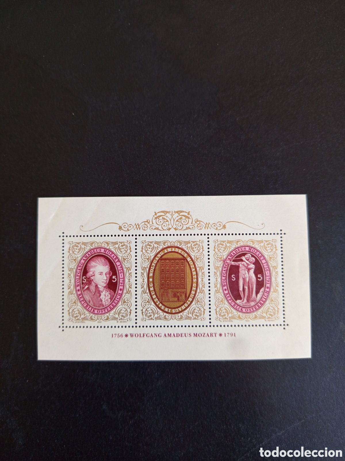 Sellos: AUSTRIA, 1991. Wolfgang Amadeo Mozart. Yvert HB 15. Pedido m&iacute;nimo 3 &euro;. Hoja bloque en nuevo