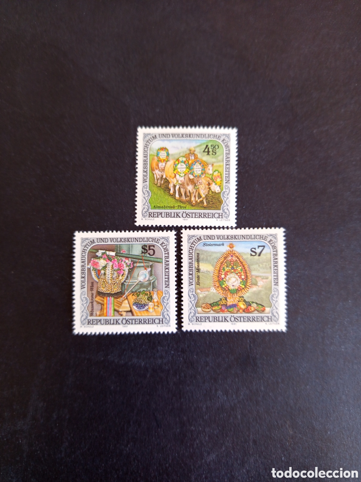 Sellos: AUSTRIA, 1991. Costumbres populares. Yvert 1870/2. Pedido m&iacute;nimo 3 &euro;. Ver fotos . Serie completa