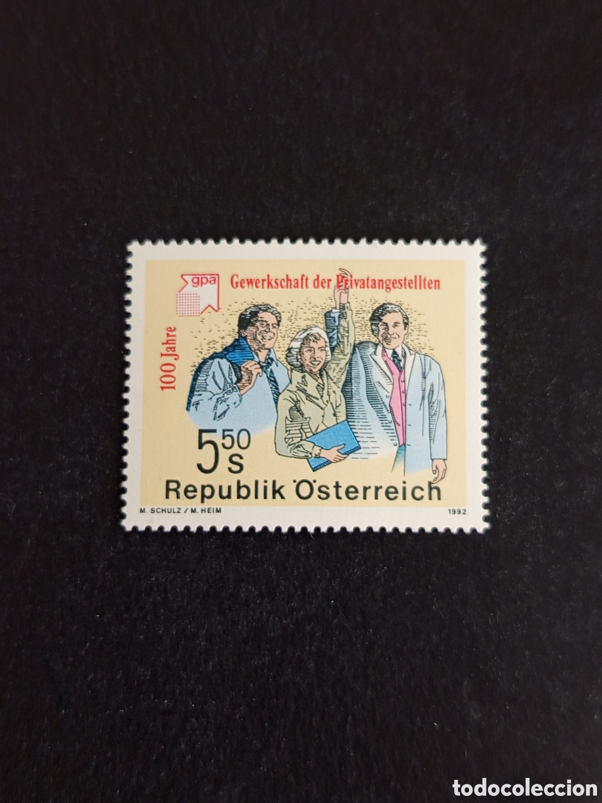 Sellos: AUSTRIA, 1992. Sindicato Empleados de Comercio. Yvert 1877. Pedido m&iacute;nimo 3 &euro;. Ver fotos .