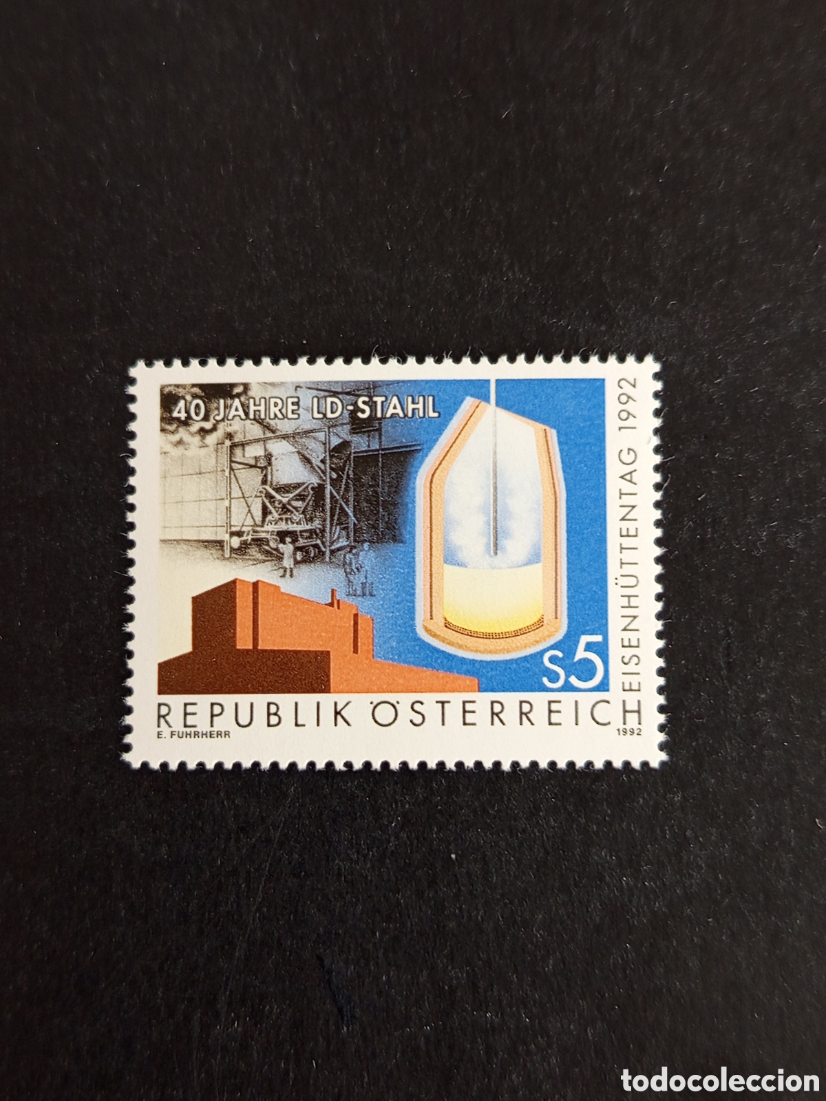Sellos: AUSTRIA, 1992. D&iacute;a Internacional de la Siderurgia. Yvert 1893. Pedido m&iacute;nimo 3 &euro;. Ver fotos .