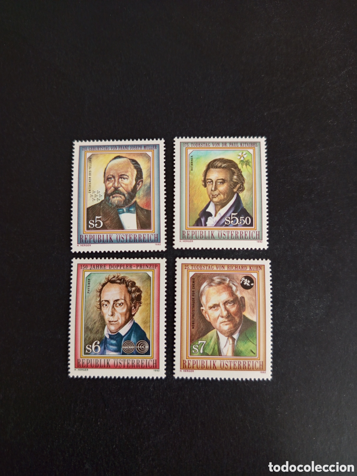 Sellos: AUSTRIA, 1992. Cient&iacute;ficos. Yvert 1884/7. Pedido m&iacute;nimo 3 &euro;. Ver fotos . Serie completa en nuevo