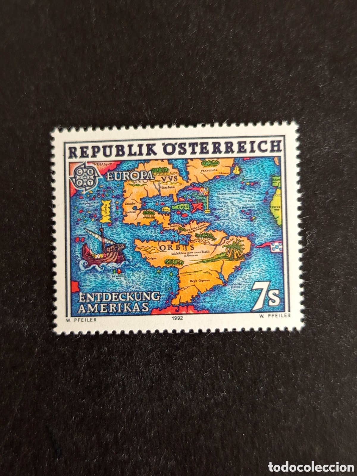 Sellos: AUSTRIA, 1992. V Centenario Descubrimiento de Am&eacute;rica. Yvert 1891. Pedido m&iacute;nimo 3 &euro;. Ver fotos .