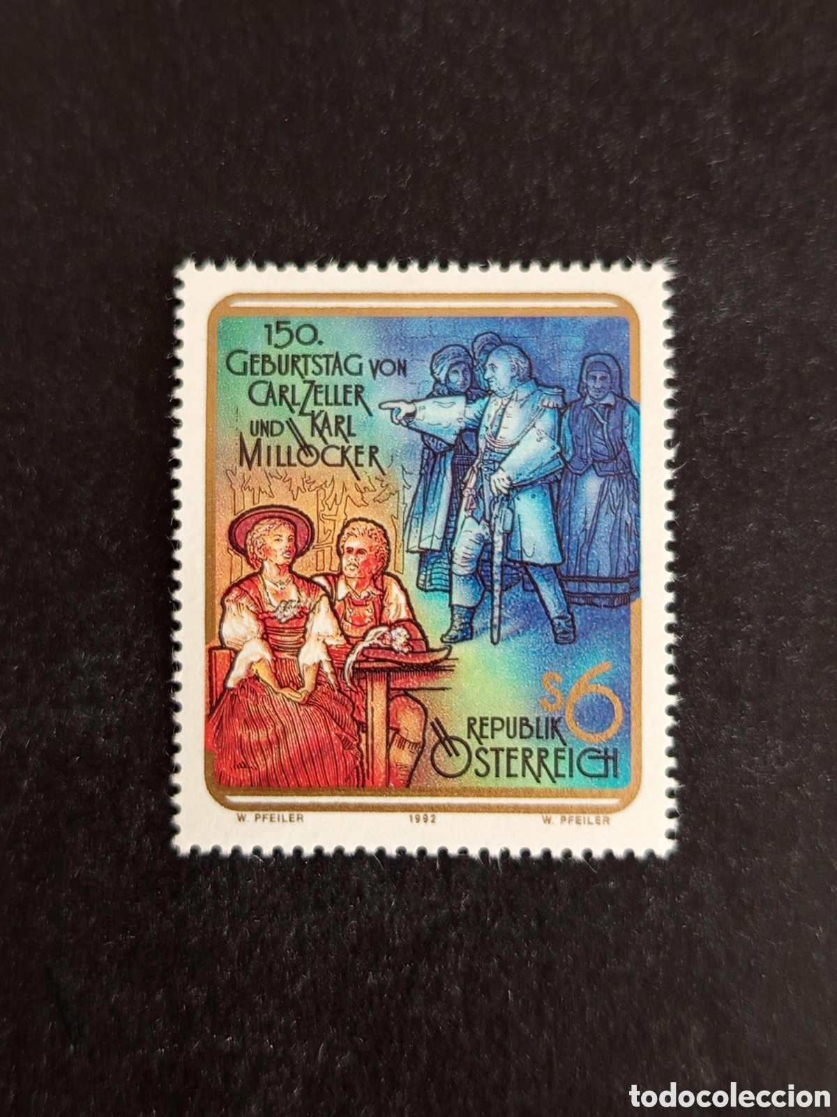 Sellos: AUSTRIA, 1992. Carl Zeller y Karl Mill&ouml;cker, compositores. Yvert 1890. Pedido m&iacute;nimo 3 &euro;. Ver fotos