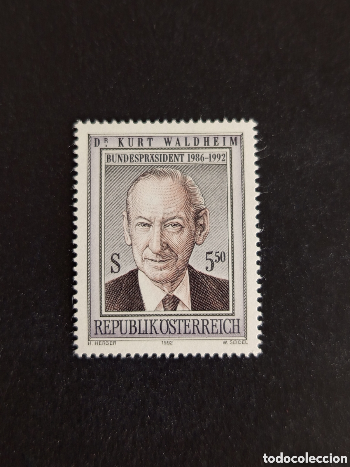 Sellos: AUSTRIA, 1992. Presidente Kurt Waldheim. Yvert 1901. Pedido m&iacute;nimo 3 &euro;. Ver fotos . Sello en nuevo
