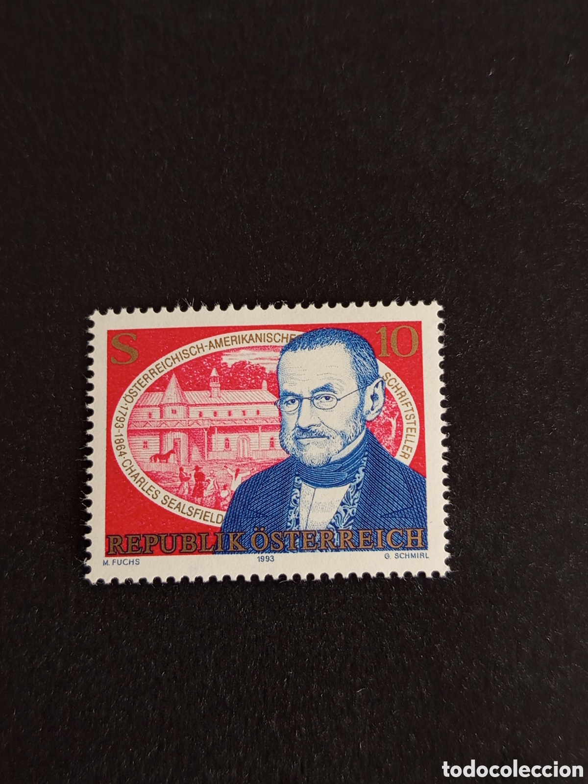 Sellos: AUSTRIA, 1993. Charles Sealsfiel, escritor. Yvert 1919. Pedido m&iacute;nimo 3 &euro;. Ver fotos .