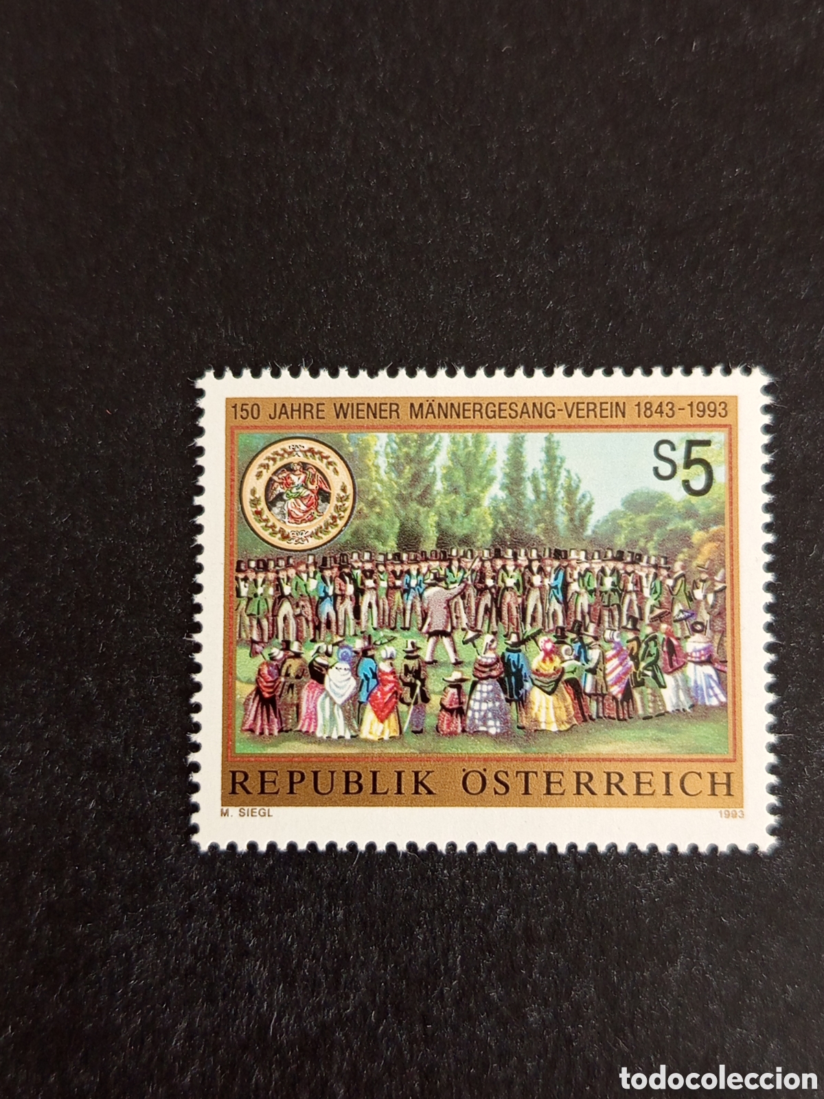 Sellos: AUSTRIA, 1993. Sociedad Coral M&uacute;sica e m&uacute;sicos. Yvert 1936. Pedido m&iacute;nimo 3 &euro;. Ver fotos .