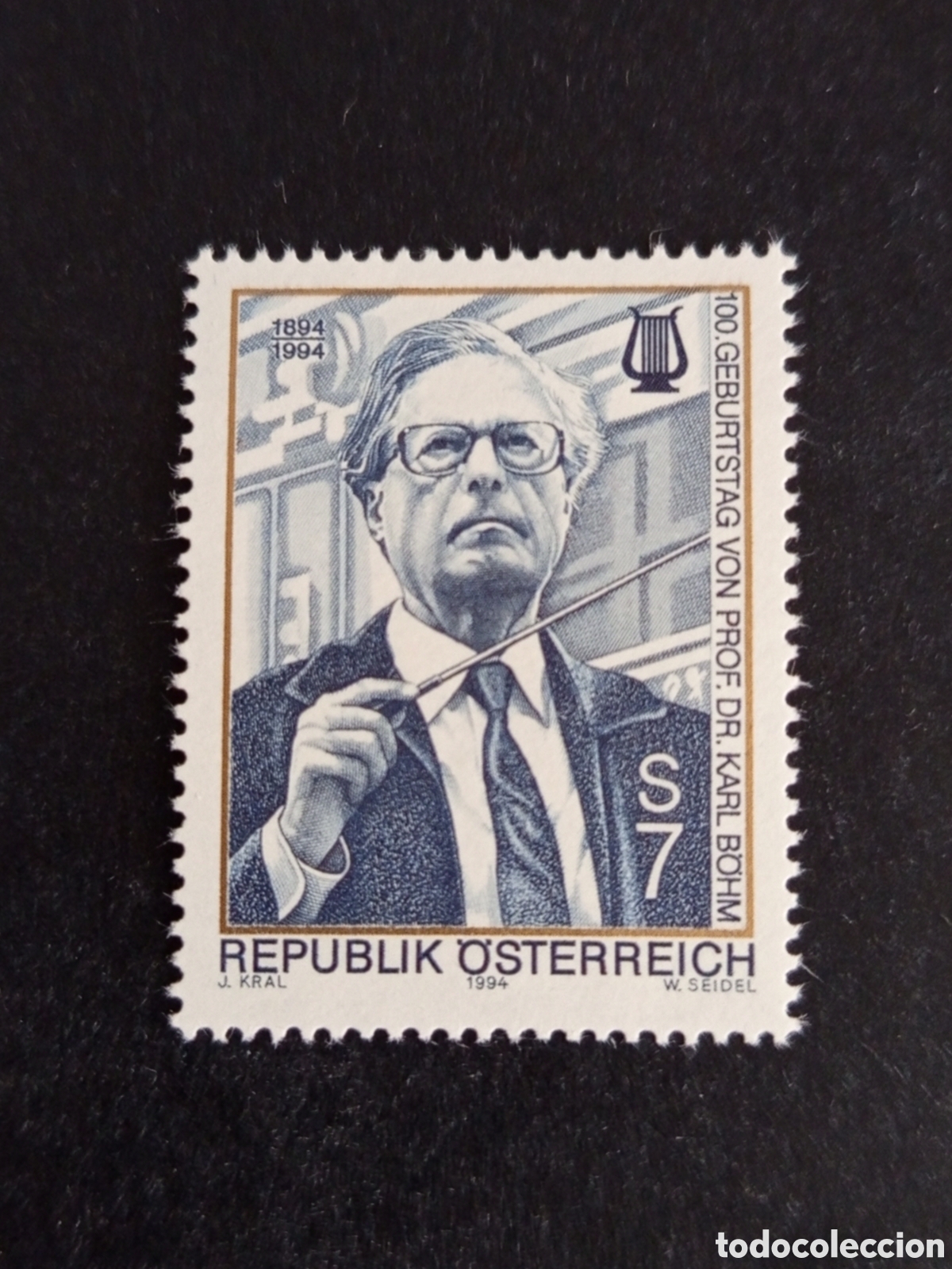 Sellos: AUSTRIA, 1994. Karl B&ouml;hm, director de orquesta. Yvert 1963. Pedido m&iacute;nimo 3 &euro;. Ver fotos .