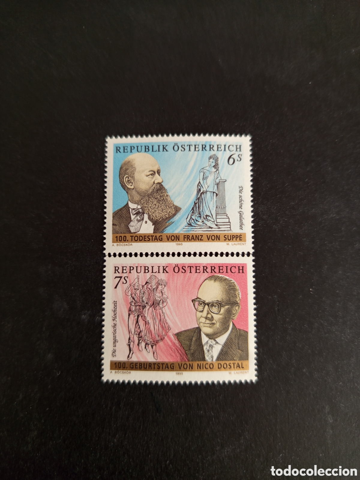 Sellos: AUSTRIA, 1995. Franz von Suppe y Nico Distal, compositores. Yvert 1997/8. Pedido m&iacute;nimo 3 &euro;.
