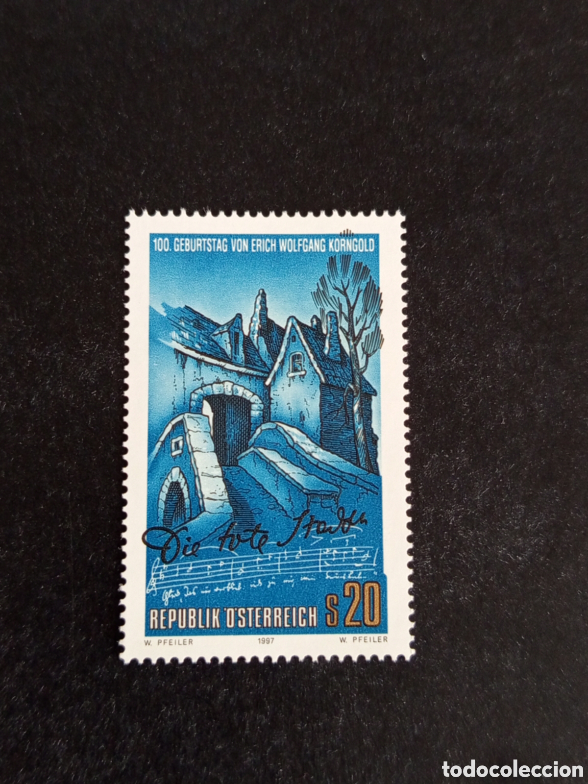 Sellos: AUSTRIA, 1997. Erich W. Kongold, compositor . Decorado de &oacute;pera. Yvert 2042. Pedido m&iacute;nimo 3 &euro;.