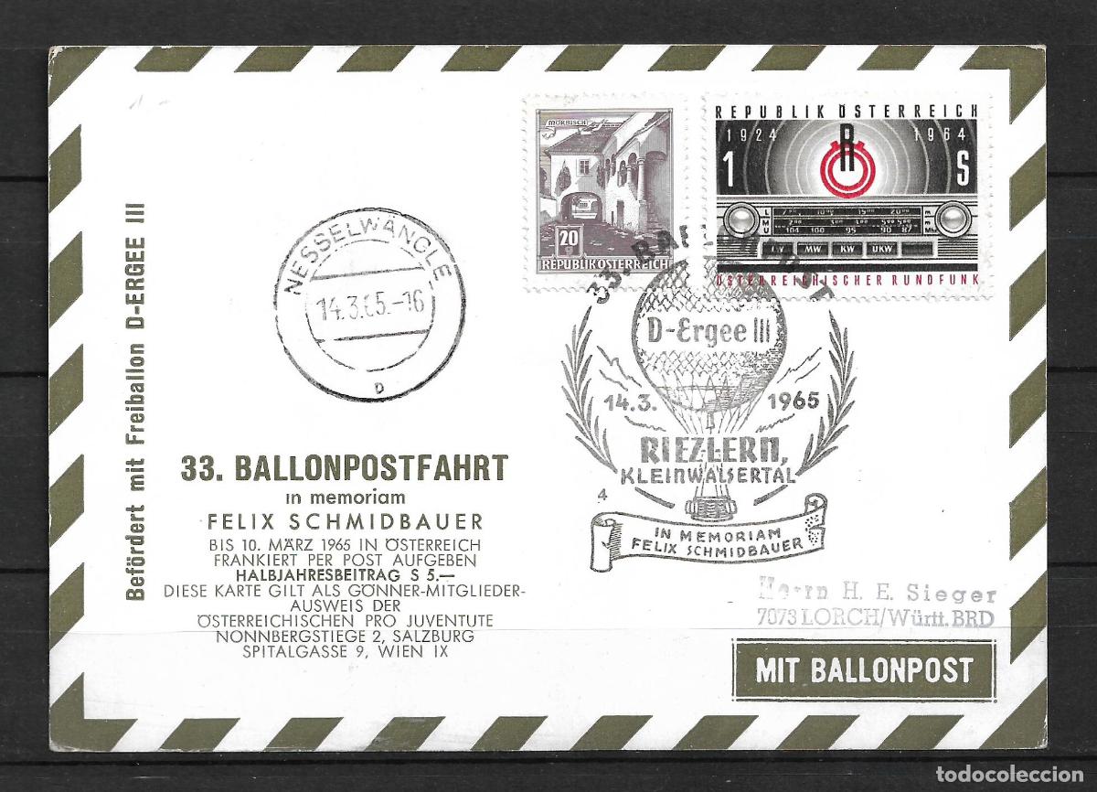 Sellos: austria 1965 tarjeta postal circulada - 153/7