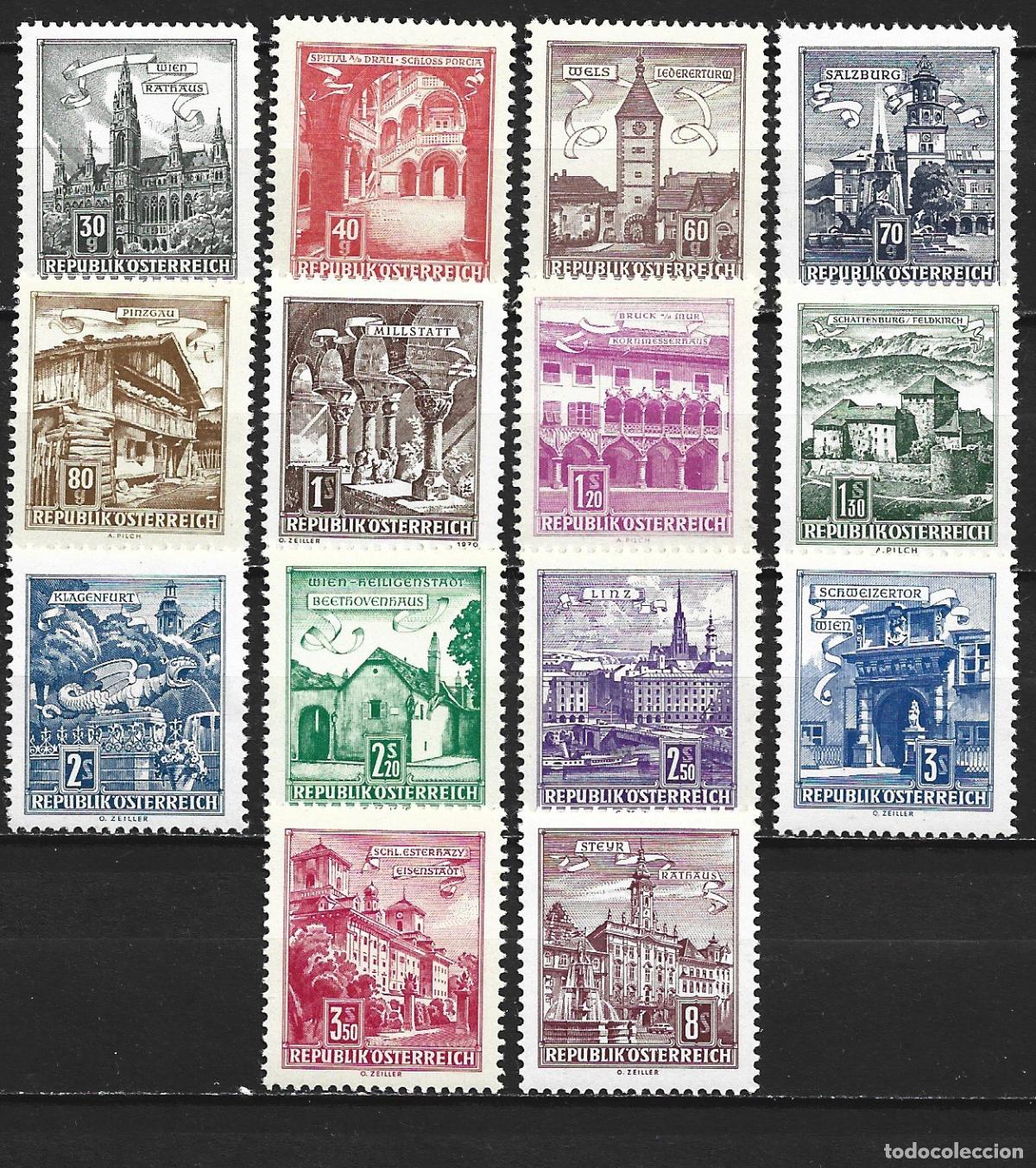 Stamps: AUSTRIA YVERT NUM. 950B/959BA ** SERIE COMPLETA SIN FIJASELLOS