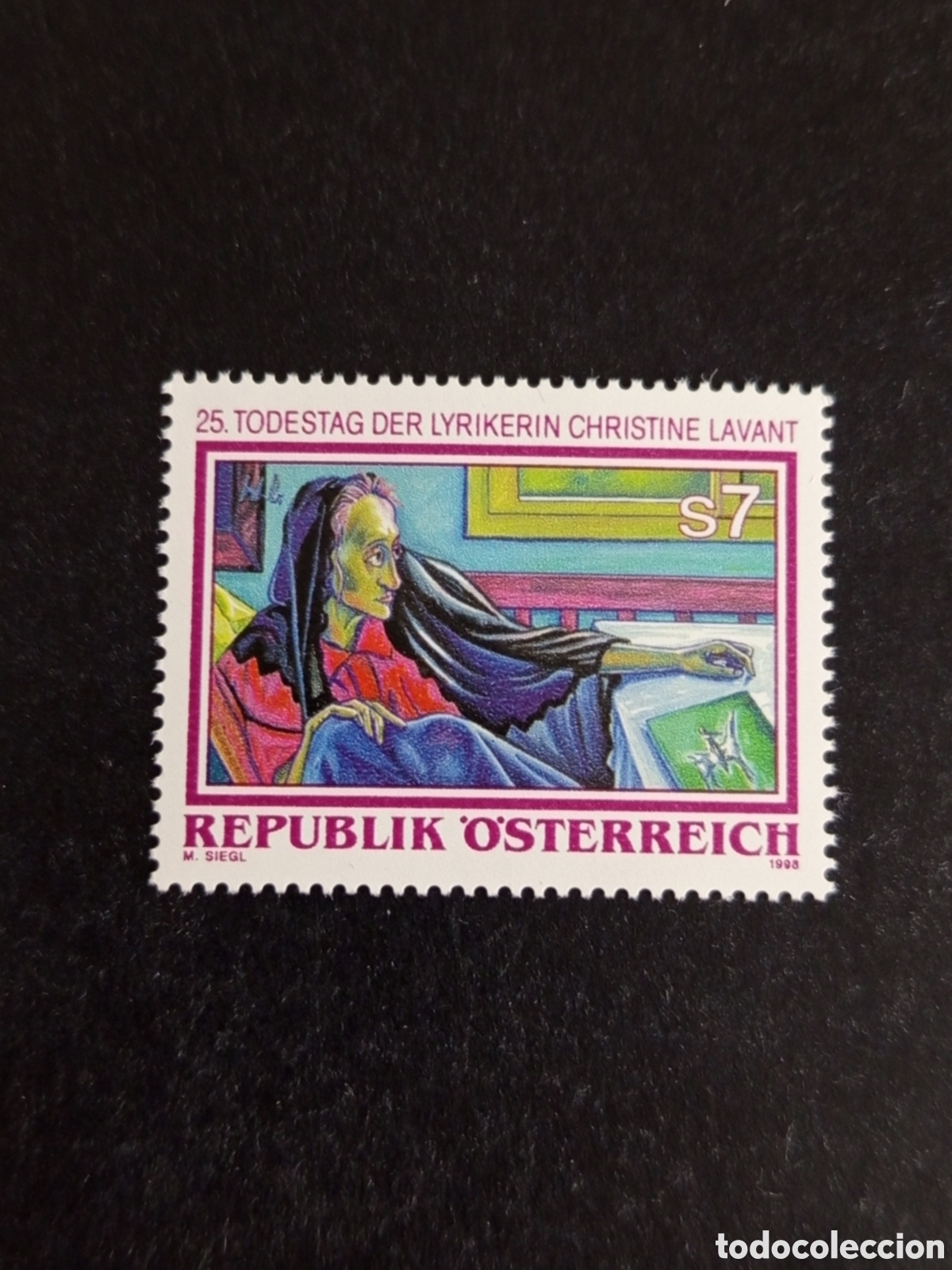 Sellos: AUSTRIA, 1998. Christine Lavant, poeta. Pedido m&iacute;nimo 3 &euro;. Ver fotos. Sello sin circular