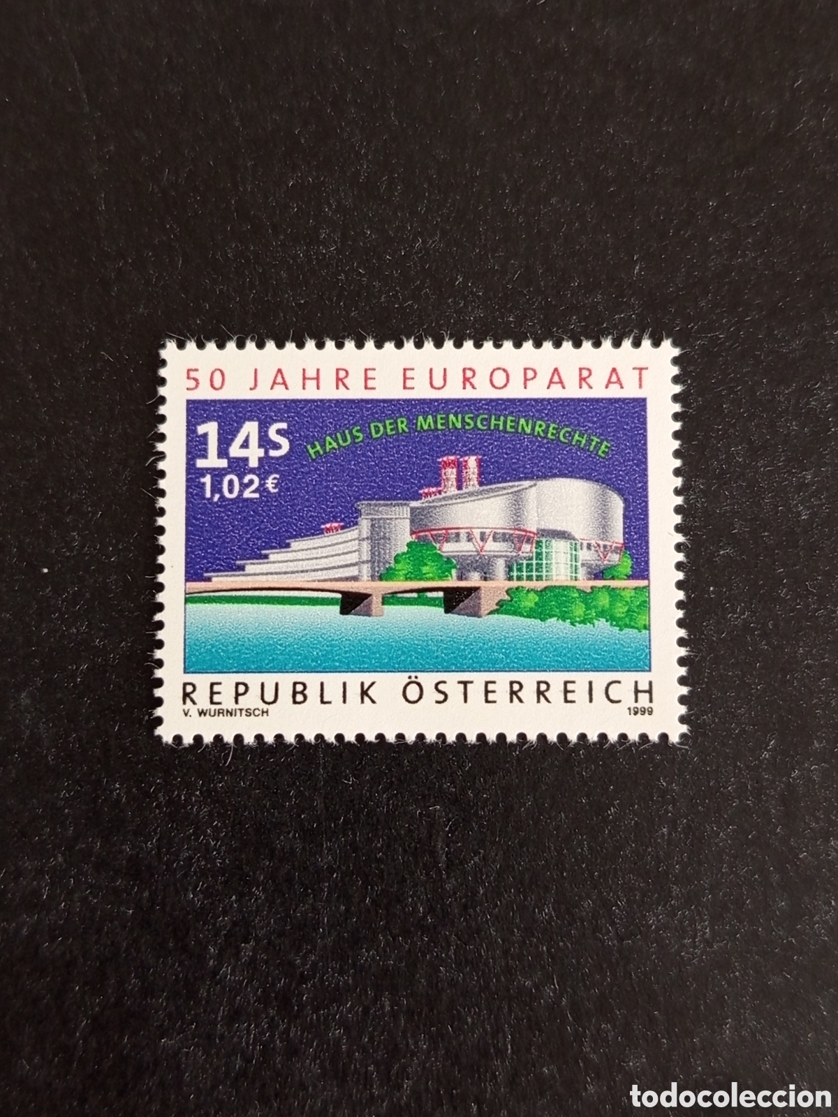 Sellos: AUSTRIA, 1999. Consejo de Europa. Edificio. Pedido m&iacute;nimo 3 &euro;. Ver fotos. Sello sin circular