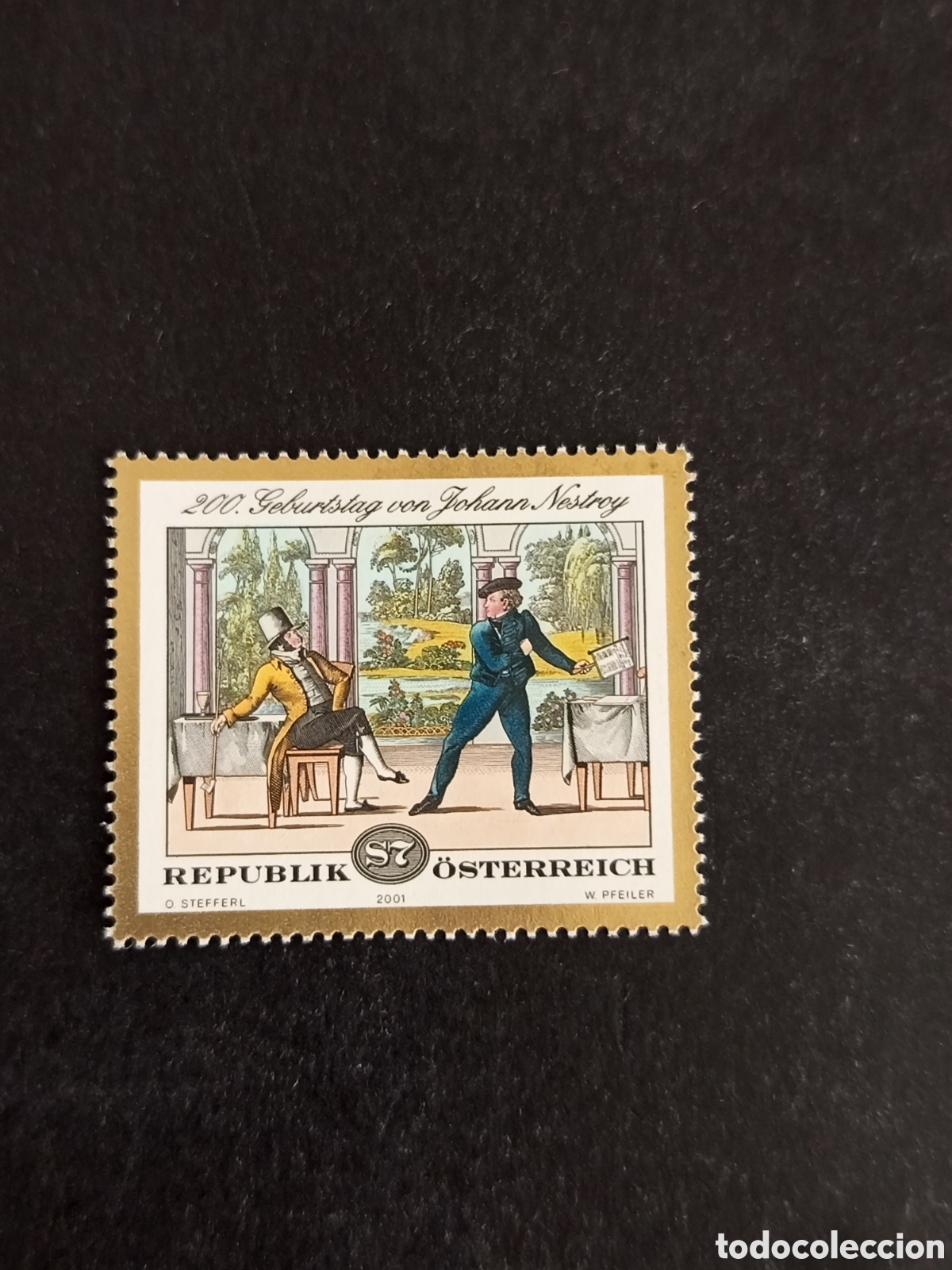 Sellos: AUSTRIA, 2001. Johann Nestroy, dramaturgo . Pedido m&iacute;nimo 3 &euro;. Ver fotos. Sello sin circular