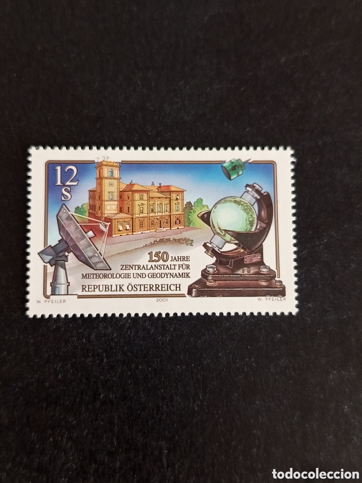 Sellos: AUSTRIA, 2001. Instituto de Meteorolog&iacute;a y Geodin&aacute;mica. Aparatos investigaci&oacute;n. Pedido m&iacute;nimo 3 &euro;.