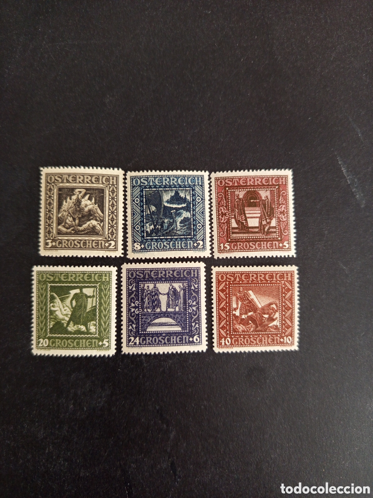 Sellos: AUSTRIA 1926. La leyenda de los Nibelungos. Yvert 368/73. Pedido m&iacute;nimo 3 &euro;.Ver fotos.Serie completa