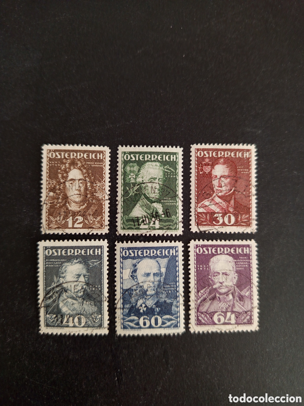 Sellos: AUSTRIA 1935. L&iacute;deres militares. Yvert 471/6. Pedido m&iacute;nimo 3 &euro;. Ver fotos. Serie completa .