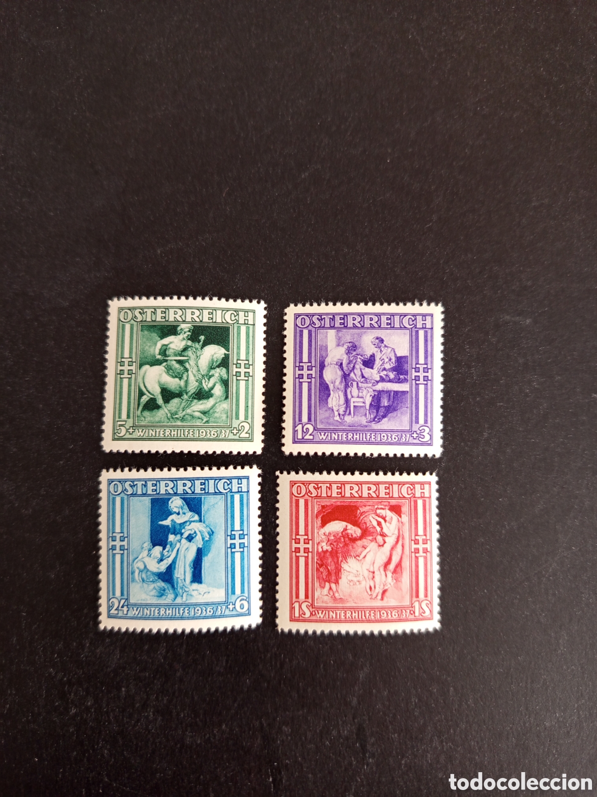 Sellos: AUSTRIA 1936. Auxilio de invierno. Yvert 485/88. Pedido m&iacute;nimo 3 &euro;. Ver fotos. Serie completa .