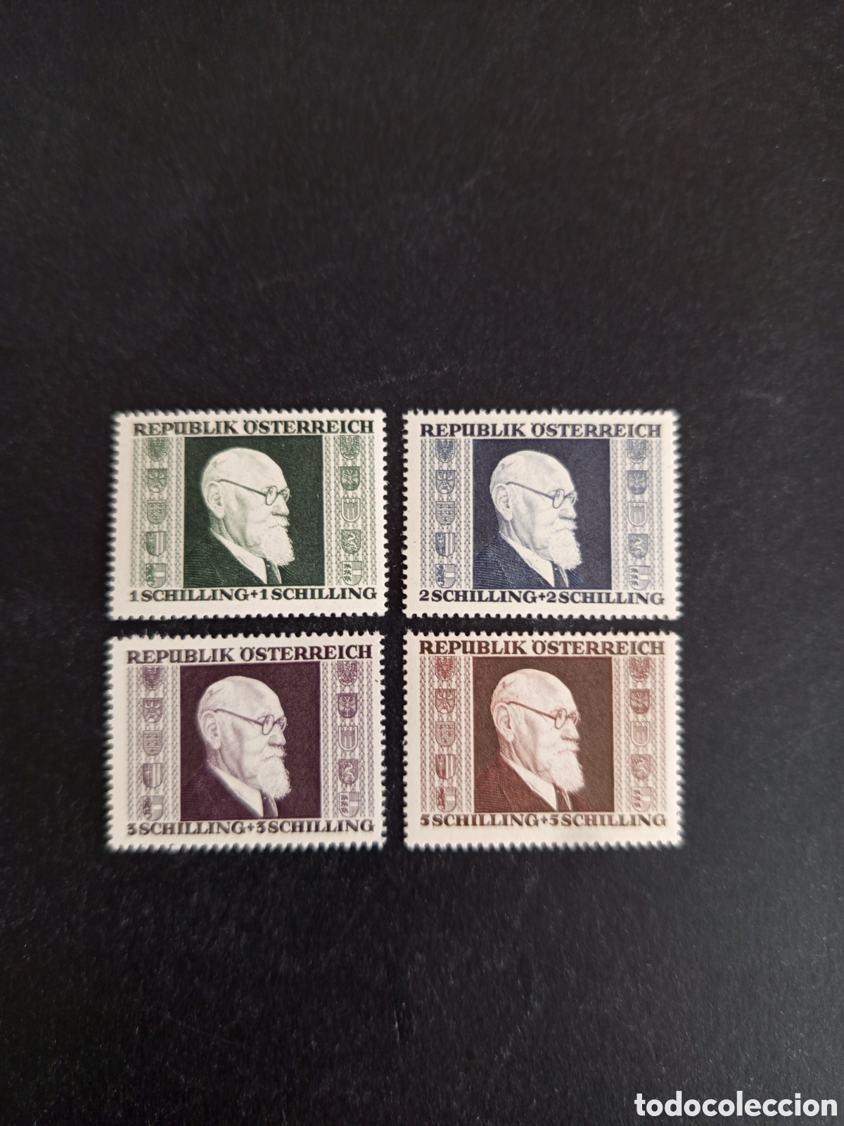 Sellos: AUSTRIA 1946. Presidente Karl Renner. Yvert 634/7. Pedido m&iacute;nimo 3 &euro;. Ver fotos. Serie completa .