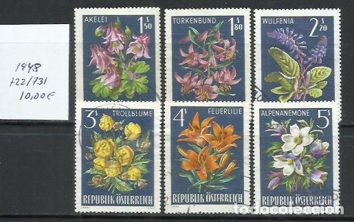 Sellos: 0657-AUSTRIA SERIE COMPLETA 1966 N&ordm; 1044/1049 FLORES FLORA NATURALEZA.