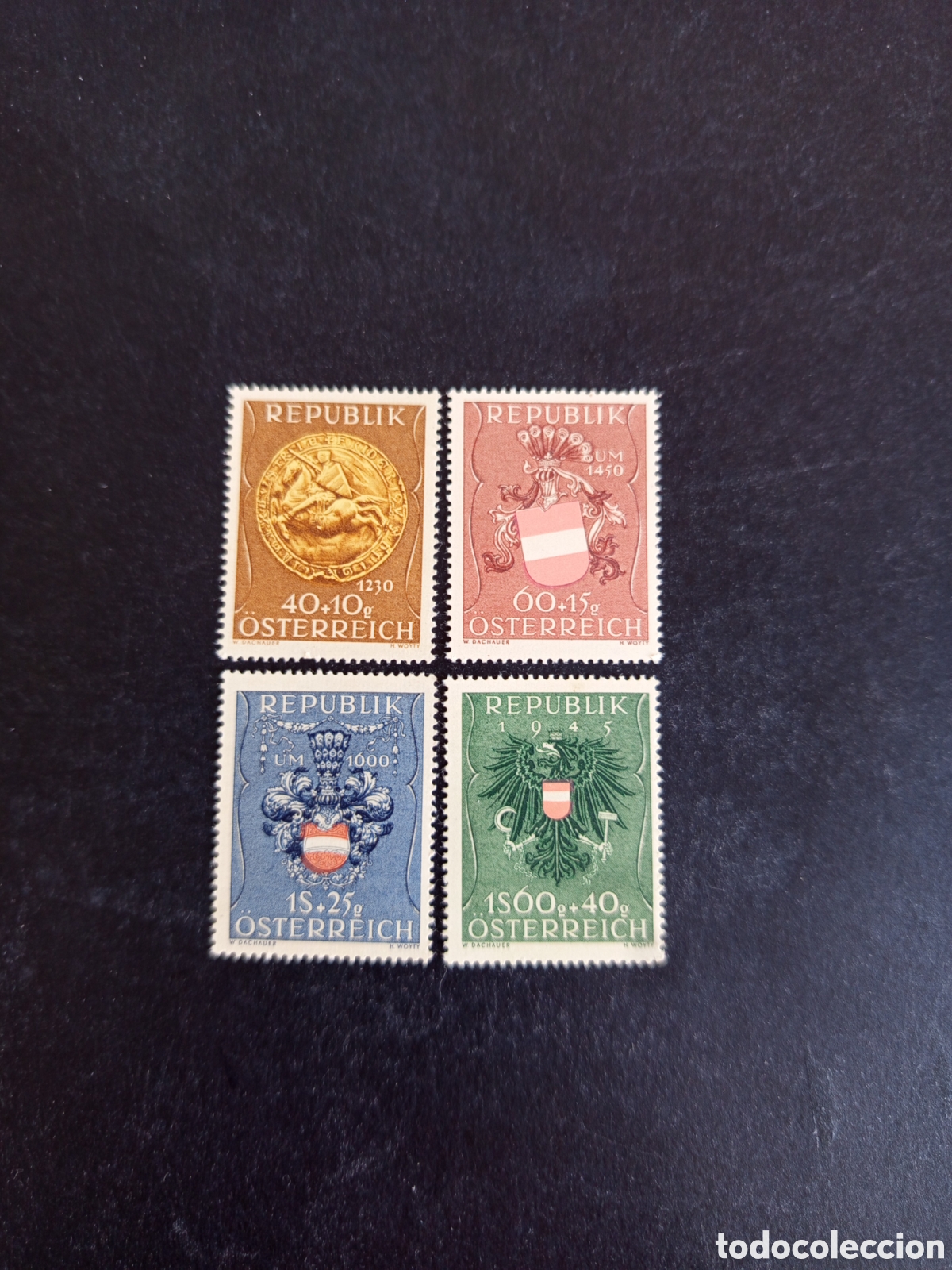 Sellos: AUSTRIA, 1949. Escudos de Armas. Sello. Her&aacute;ldica. Yvert 773/6. Ver fotos. Serie completa .