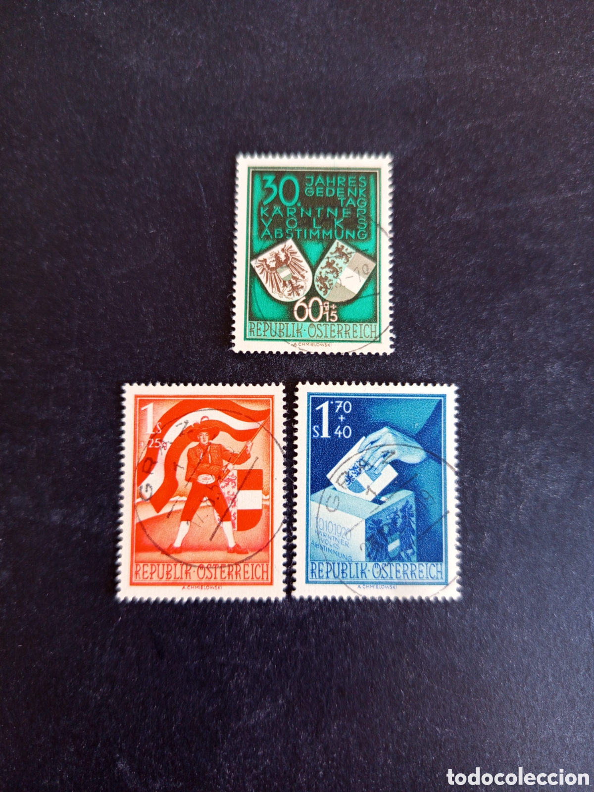 Sellos: AUSTRIA, 1950. 30 Aniversario Plebiscito de Carintia. Yvert 788/90. Ver fotos. Serie completa .