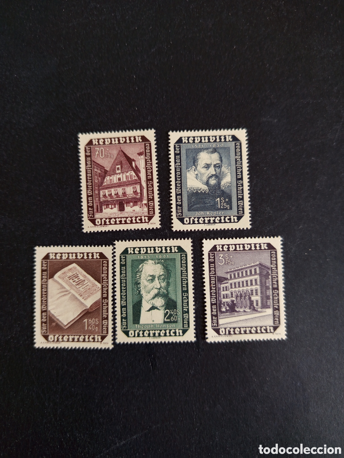 Sellos: AUSTRIA, 1953. PRO RECONSTRUCCI&Oacute;N IGLESIA EVANGELICA. YVERT 822/6. PEDIDO M&Iacute;NIMO 3 &euro;. VER FOTOS .
