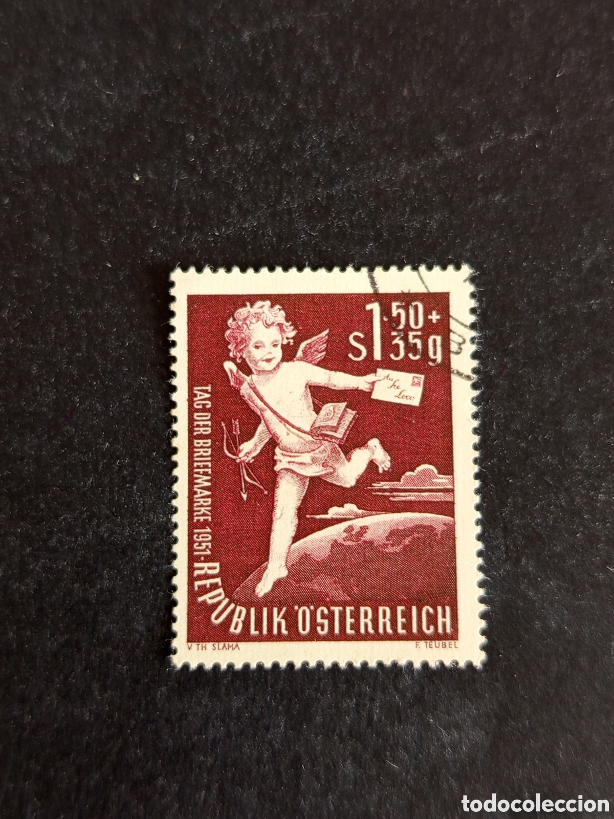 Sellos: AUSTRIA, 1952. DIA DEL SELLO. CUPIDO. MENSAJERO. YVERT 812. PEDIDO M&Iacute;NIMO 3 &euro;. VER FOTOS .